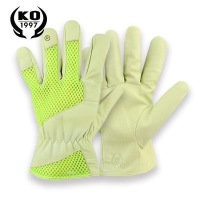 China Comfortable Accept OEM Green Grain Leather Garden Gloves Customize Design Operation Safety Winter Pigskin Leather Work for sale