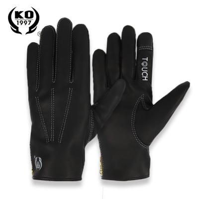 China Wholesale Waterproof Winter Touch Screen Fitness Sports Waterproof Leather Driving Fetal Cow Leather Gloves for sale