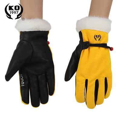 China Wholesale Fetal Cow Contact Leather Gloves Waterproof Ski Winter Skateboard Running Fitness for sale