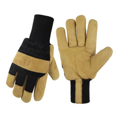 China Durable Hot Selling Amazon Winter Cowhide Leather Running Ski Glove For Adult for sale