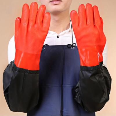 China Durable Low Price PVC Fleece Gloves Waterproof Long Protective Work Gloves for sale