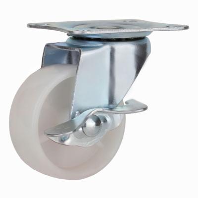 China Wholesale 1inch1.25Inch Brake Low Profile PP White Small Caster Fixed Gliding Rollers Wheel Computer Office Furniture Caster for sale