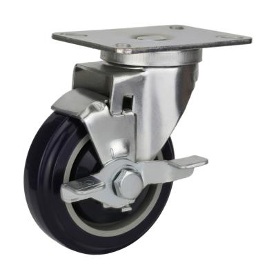 China Side Brake 5 Inch Magnesium Alloy Air Box Swivel Caster Cart Furniture Roller Polyurethane Casters Medium Duty Universal Wheels for sale