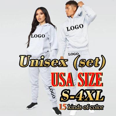 China Wholesale Custom Logo Anti-Wrinkle Empty Fitness Sweat Tracksuits Men Women 2 Pieces Plus Size Sweatsuit Pullover for sale