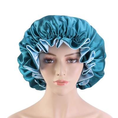 China Private Wholesale Adults Eco-friendly Logo Lace Satin Silk Custom Sleep Bonnet For Hair Protector Hood for sale