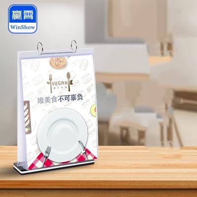 China Eco-Friendly Acrylic Desktop Calendar Display Holder Stand With Acrylic Spiral Mini Photo Album Vertical Stand for sale