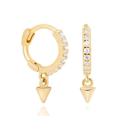 China FASHIONABLE Custom Gemnel Jewelry Brass 18k Gold Plated Diamond Paving Spike Circle Huggie Earrings for sale