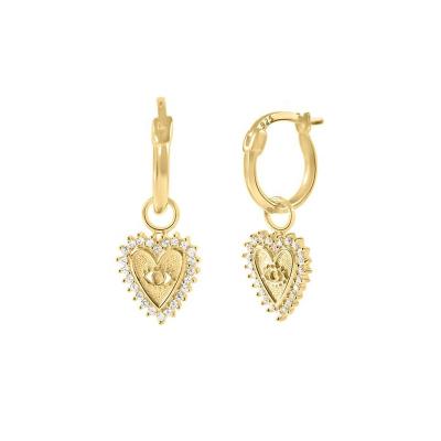 China FASHIONABLE Copper Heart High Quality Gold Plating Gemnel Zircon Drop Dangle Earring For Women for sale