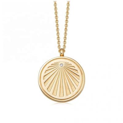 China FASHIONABLE Gemnel Ladies Jewelry Celestital Sunrise Gold Plated Coin Pendant Brass Necklace for sale