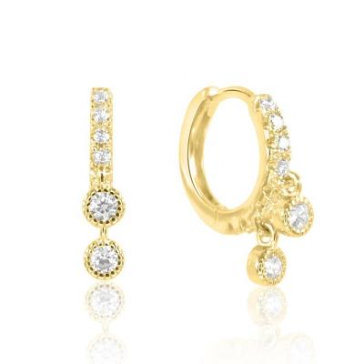 China New BOHEMIA Gemnel 14k gold plated drop crystal huggies scalloped hoop earrings for sale