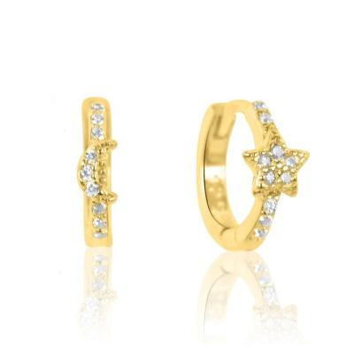 China New BOHEMIA Gemnel fashion 14k gold jewelry moon and star crystals huggie earrings for sale