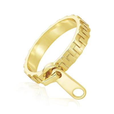 China Gemnel Fashion Engagement Band Ring Brass Zipper Band Cheap Price 18k Gold Statement Ring For Woman for sale