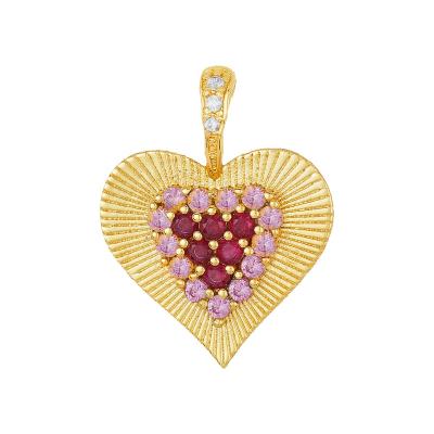 China Made with Zircon Gemnel Rainbow Zircon Heart Pendant Necklace DIY Accessories Heart Pendant Charms for sale