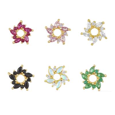 China Made With Green Zircon Gemnel Fashion Opal Style Flower DIY Accessories Rainbow Charm Earring For Woman for sale