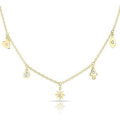 China BOHEMIA Gemnel Latest Design 14k Gold Plated Jewelry Evil Eye Charm Choker Necklace for sale