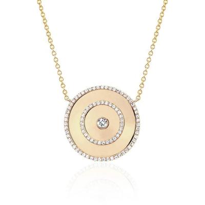 China BOHEMIA Gemnel New Design Jewelry 14k Brass Gold Pave Diamonds Disc Pendant Necklace for sale