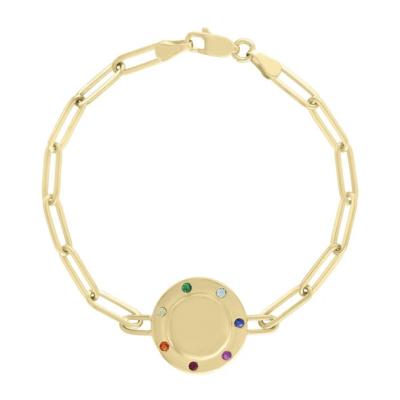 China Made With Fashion Opal Jewelry Gemnel Chain Link Jewelry Custom Fine Rainbow Coin Charm Rainbow Coin Bangle for sale