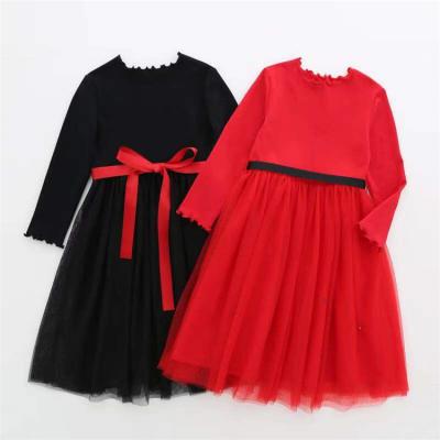 China Breathable High Quality Cheap Price Kids High Collar Gauze Princess Dress For Little Girls for sale