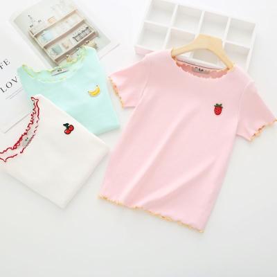 China Wholesale Fashion Solft Breathable And Beautiful High Elasticity Round Collar T-shirt For Girls for sale