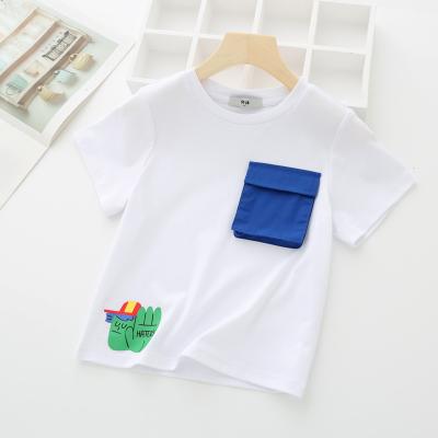 China 2021 New Arrival Pure Cotton Summer Boys Breathable Short Sleeve T Shirts With Blue Pocket for sale