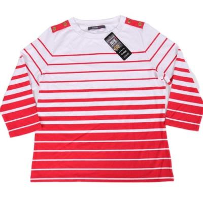 China 2021 Regular Fashion Summer 95% Cotton 5% Elasthan Favorable Women's Stripe T Shirts for sale