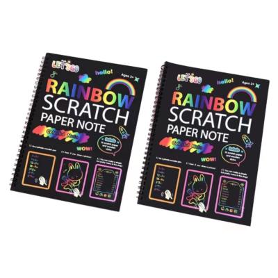 China Rainbow Scratch art Paper Sets for Kids Custom DIY Rainbow Scratch Off Books with Bamboo Sticks Kids' Paper Crafts Gift 19*26CM for sale