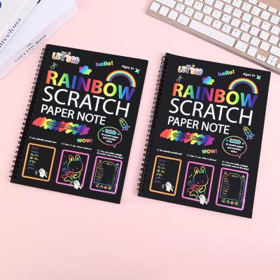 China Rainbow Scratch art Paper Sets for Kids Custom DIY Rainbow Scratch Off Books with Bamboo Sticks Kids' Paper Crafts Gift 19*26CM for sale