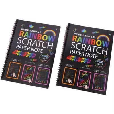 China Rainbow Scratch art Paper Sets for Kids Custom DIY Rainbow Scratch Off Books with Bamboo Sticks Kids' Paper Crafts Gift 19*26CM for sale