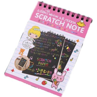 China Hot Selling Rainbow Scratch Art Kids Cartoon Graffiti Paper Scratch Card with Bamboo Sticks Rainbow Scratch Paper Note 10*14CM for sale