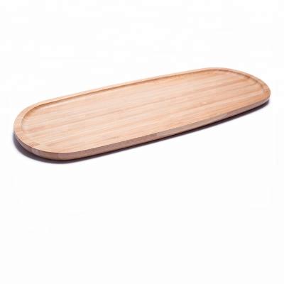 China Simple Design Food Serving Long Sustainable Eco Friendly Bamboo Wooden Tray for sale