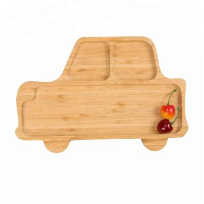 China Car Shape Sustainable Bamboo Dish For Kid Wooden Dish For Fruits for sale