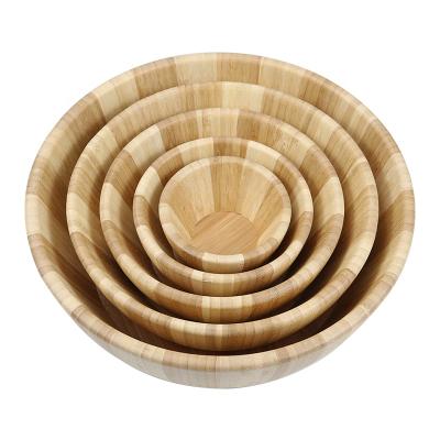 China 5pcs/set Sustainable Customized Logo Kitchenware Handmade Serving Bamboo Fruit Salad Bowl for sale