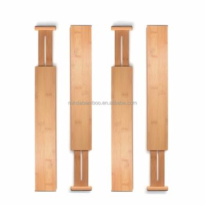 China Home Viable Storage Kitchen Adjustable Expandable 4 Pack Drawer Bamboo Dividers Set For Underwear Socks Organizers for sale