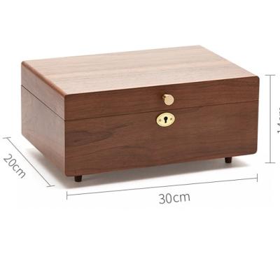 China Sustainable Multifunctional Walnut Rectangle Jewelry Storage Box Wood For Necklace Rings With A Brass Key for sale