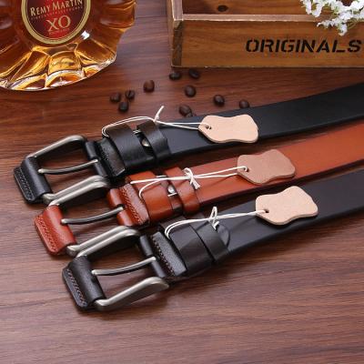 China Wholesale Simple Comfortable Genuine Leather Belt Custom Leather Belts With Square Pin Buckle for sale