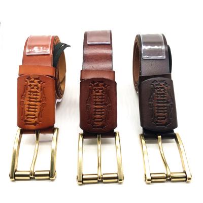 China 2021 high quality men's fashion and leisure retro cowhide belt luxurious textured metal buckle belt for sale