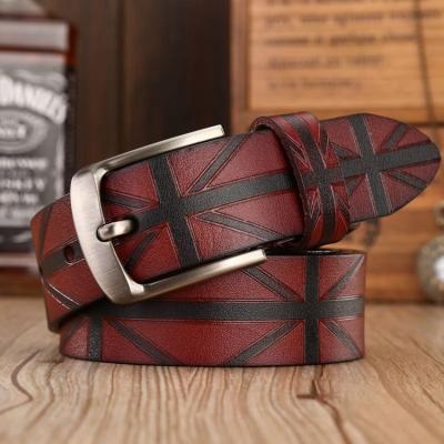 China Genuine Leather Custom Embossed Leather Belt High Quality Cowhide Belt for sale