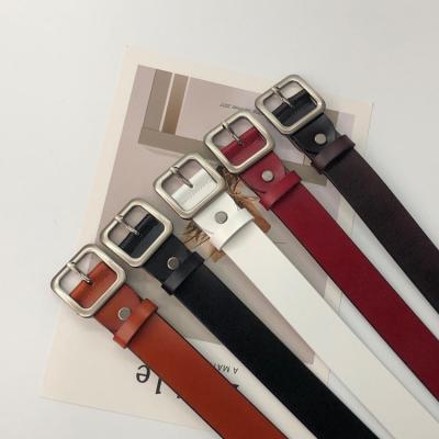 China Wholesale Fashion.Casual Women's Simple Casual Genuine Leather Belts With Wide Square Buckle for sale