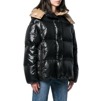 China FIVE OCEANS Ladies Winter Brown Waterproof Custom Luxury Stripper Jacket 2020 For Women Shiny Stripper Jacket OEM Women Stripper Jacket for sale