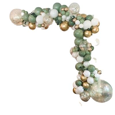 China 121 Retro Gift Toy 121 PCS Olive Green Balloon Garland Arch Kit White Gold Confetti Balloons for sale