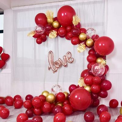 China Wedding Red Balloons Garland Arch Event Concert Kit Red and Gold Balloons for Birthday Wedding Bachelorette Party Engagement Bridal Baby Shower for sale