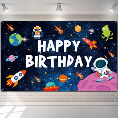 China Astronaut Theme Backdrop Planet Galaxy Photo Background Kids Boys Birthday Decoration Birthday Wedding Party Decoration Birthday Party Supplies for sale