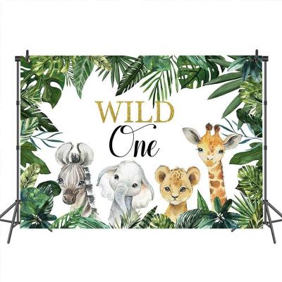 China New Arrival Kids Birthday Decorations 7x5ft Jungle Animals Photo Background Birthday Party Backdrops For Boy for sale