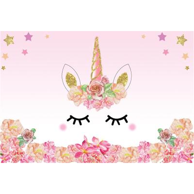 China Pink Unicorn Birthday Party Photo Backdrop Birthday Wedding Party Decoration 5x3ft Photography Backdrop For Baby Shower Photography Backdrop for sale