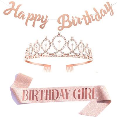 China Somi029 Birthday Sash and Tiara Kit Birthday Gifts Rhinestone Birthday Gifts for sale