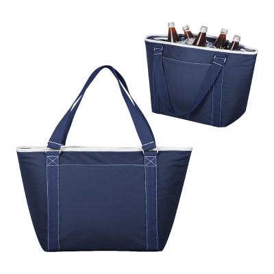 China Custom 600D Polyester Waterproof Beach Cooler Bag Logo Insulated Cooler Tote Bag for sale