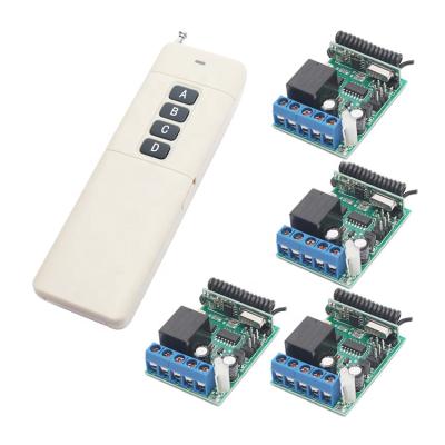 China DC 12V 1CH Lamp Wireless Switch System Transmitter 4 Wireless Remote Control Receiver 433 MHz For Electronic Long Distance Applications for sale