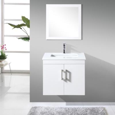 China Modern Quartz Top Bathroom Vanity Cabinet White Glossy Drawing Handle With Mirror Factory Direct for sale