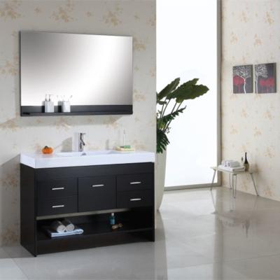 China Transitional Design European Single Wash Basin Black High End Solid Wood Bathroom Vanity Sanitary Ware Customized Furniture for sale