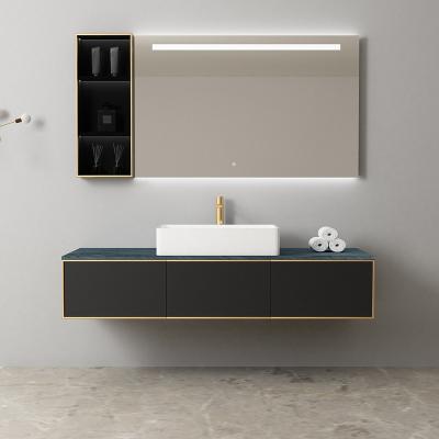 China New Design ModernEntry Luxury Modern Melamine Wood Panel Vanity Wall Mounted Bathroom Cabinet With Mirror for sale